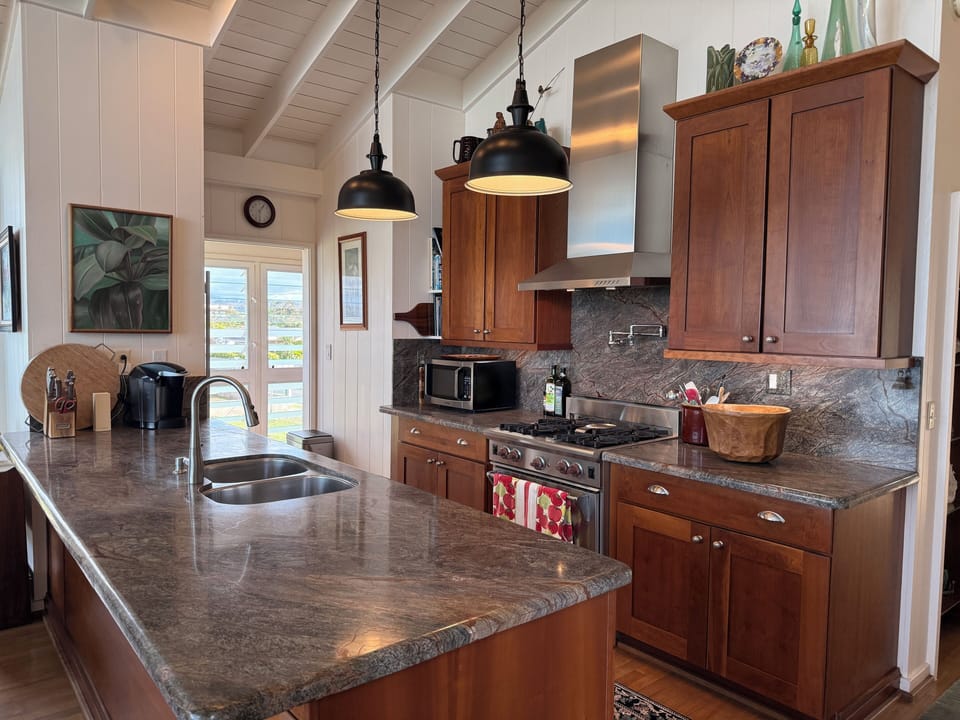 Plenty of counter space for baking or serving buffet style. 