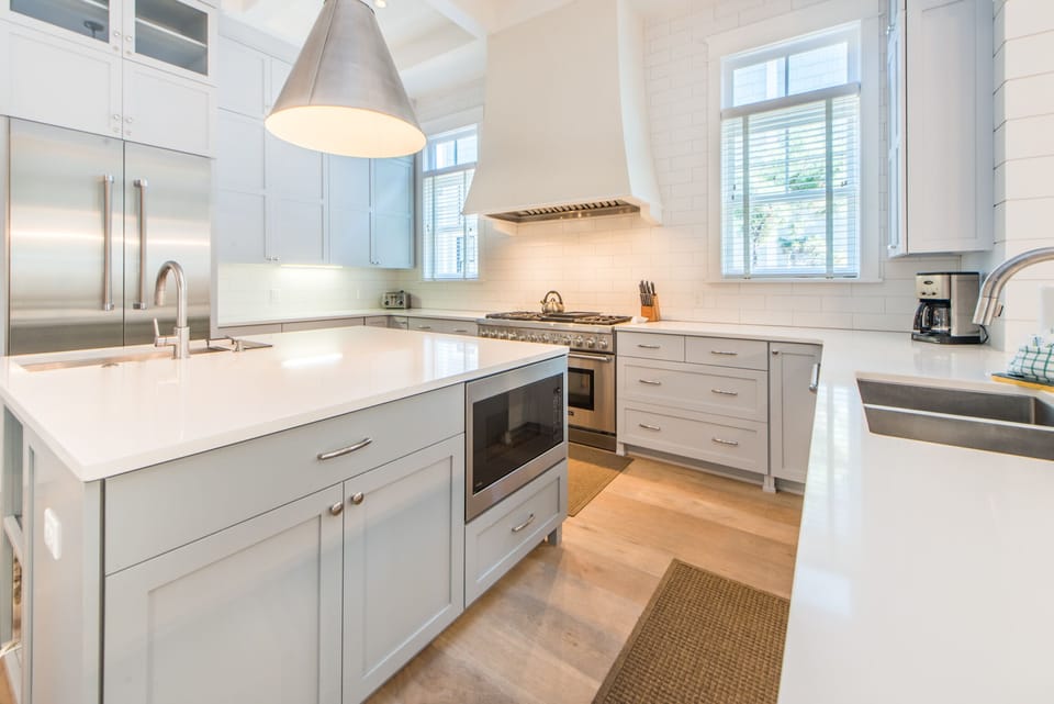 Fully equipped kitchen with commercial range
