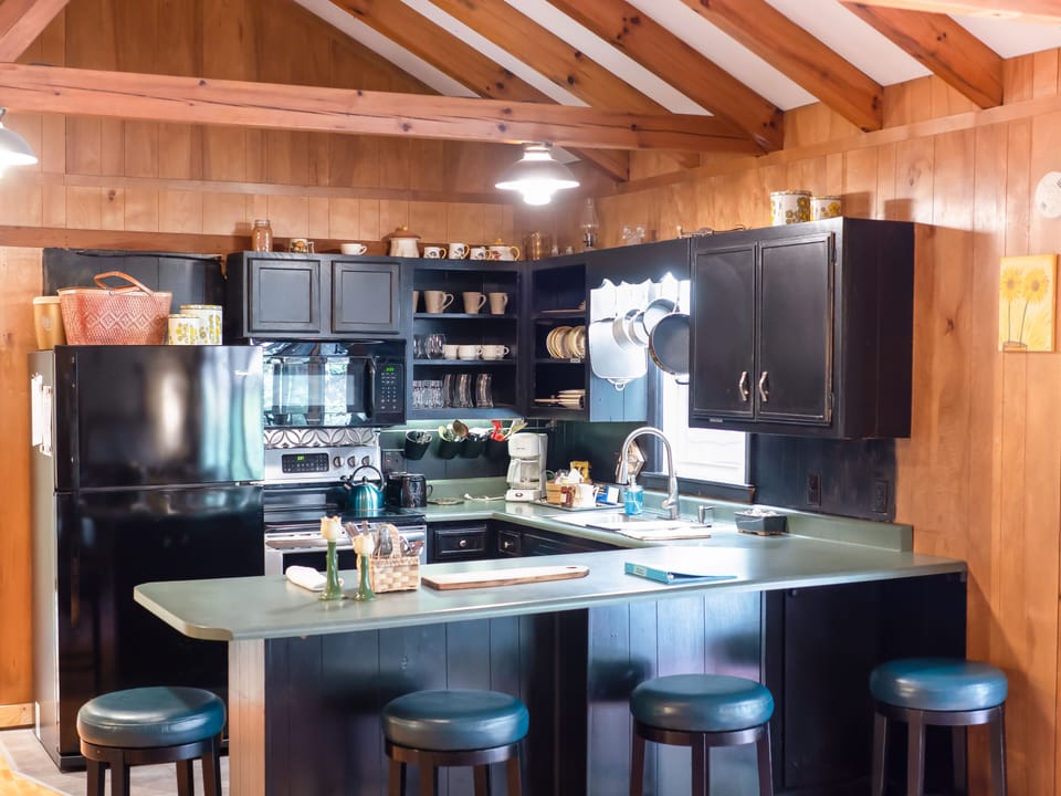 Kitchen that overlooks the creek 