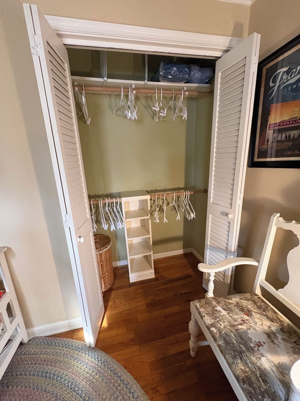 Plenty of closet space and hangers for your clothes.