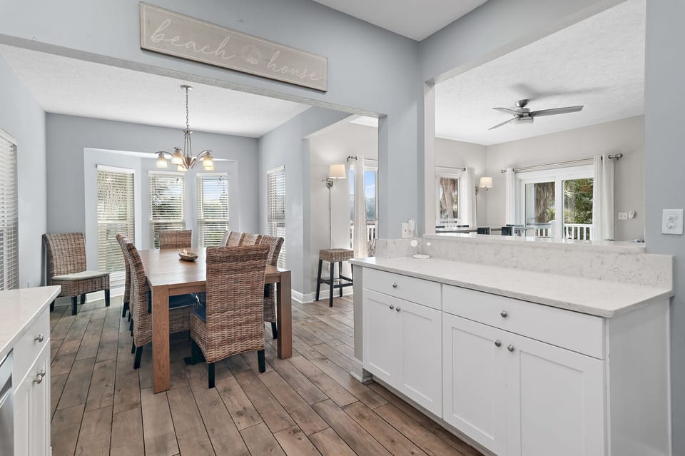 Caribbean Breeze - Seacrest Beach - Second Floor Kitchen, Living Area, and Dining Area