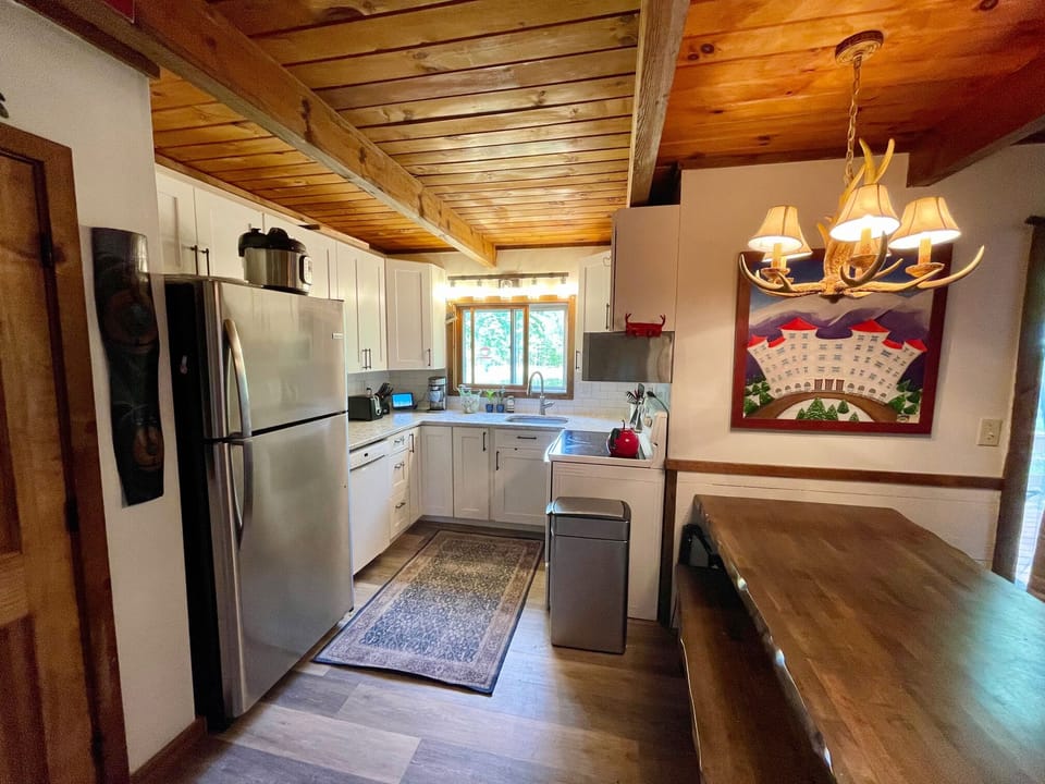Brand new full kitchen with dishwasher, toaster, coffeemaker, oven, etc.