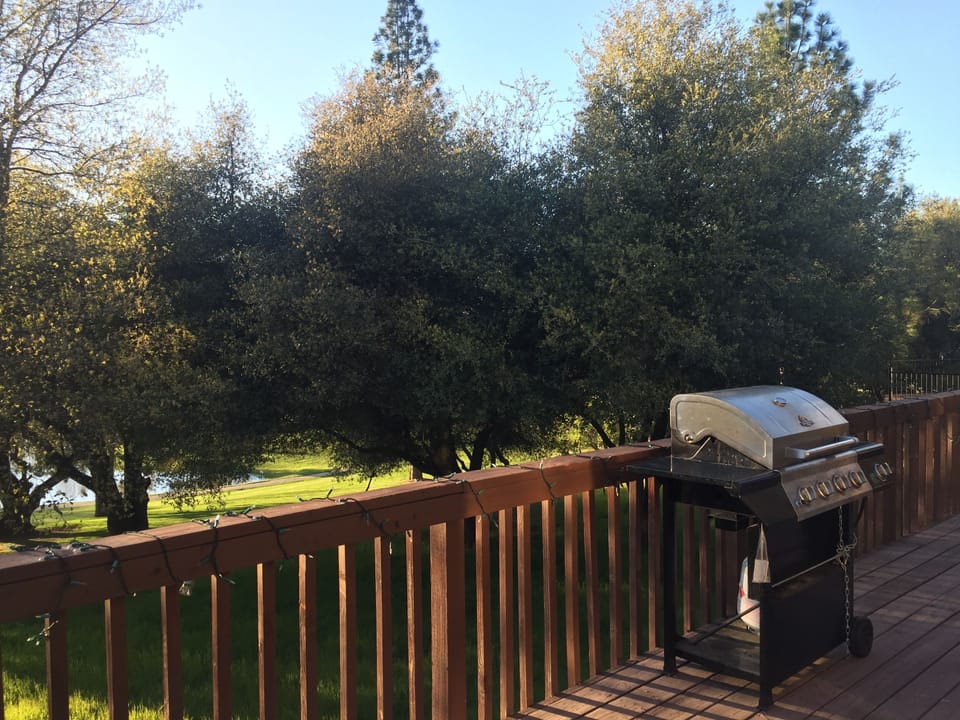 View from the deck overlooking the 9th fairway of the golf course.