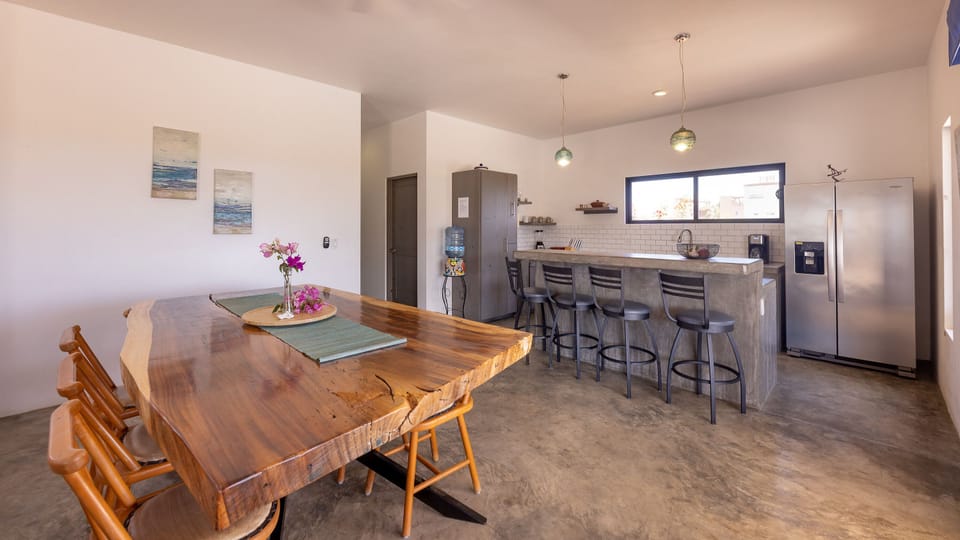 Dining table with seating for 8 people.