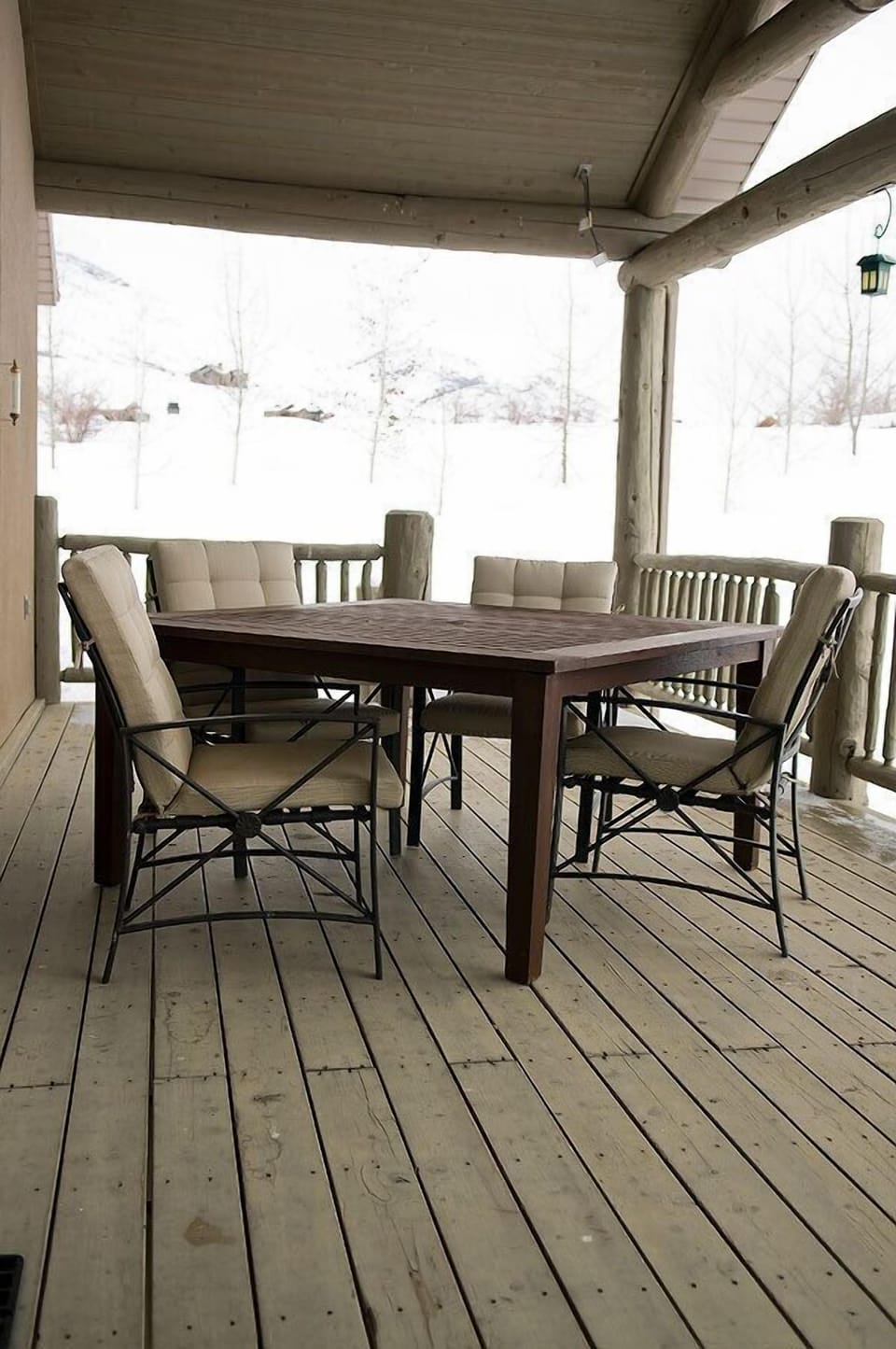 Deck off the kitchen upstairs.