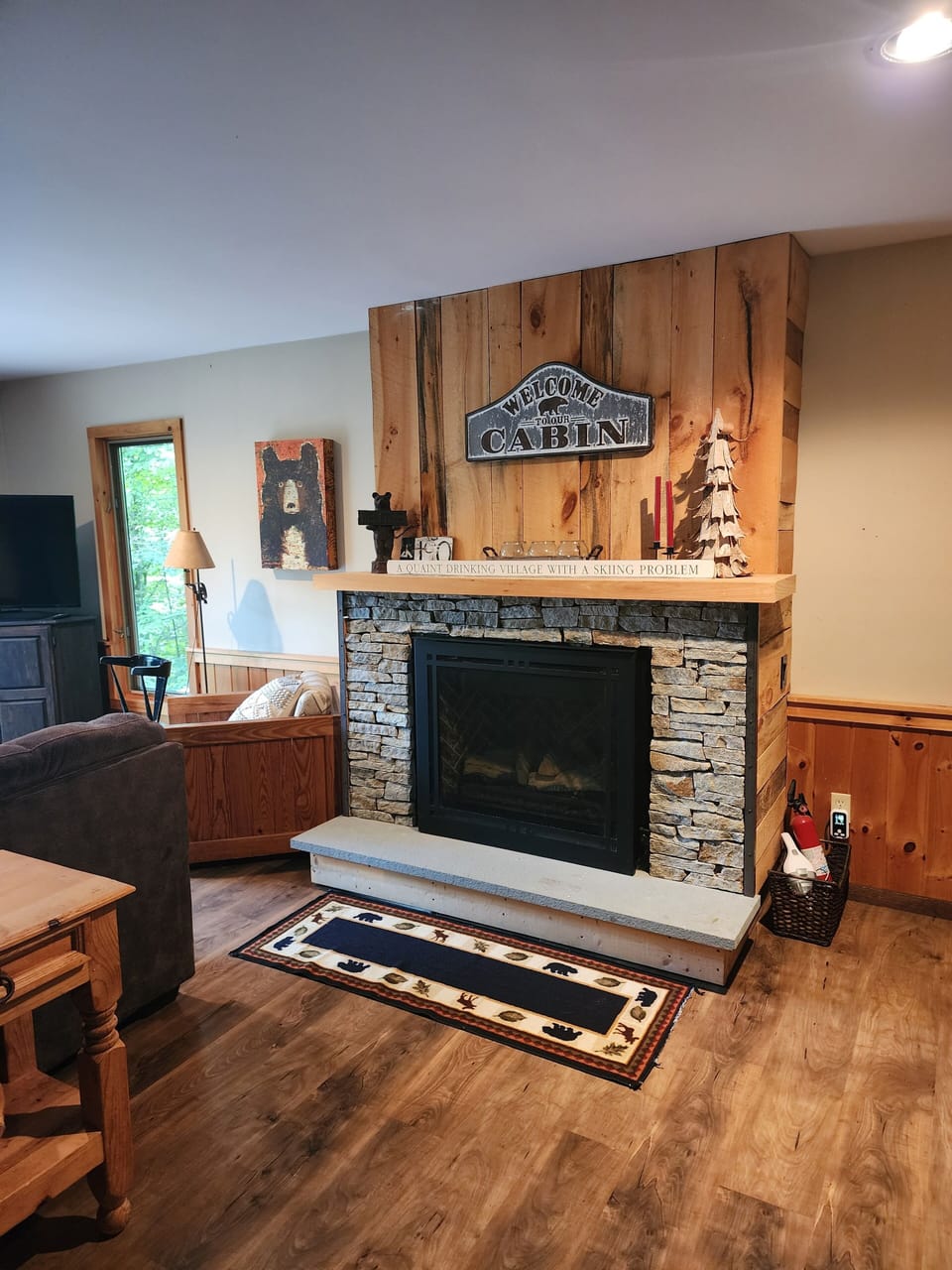 main level with gas fireplace
