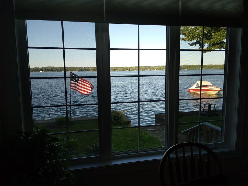 View from dining area. 