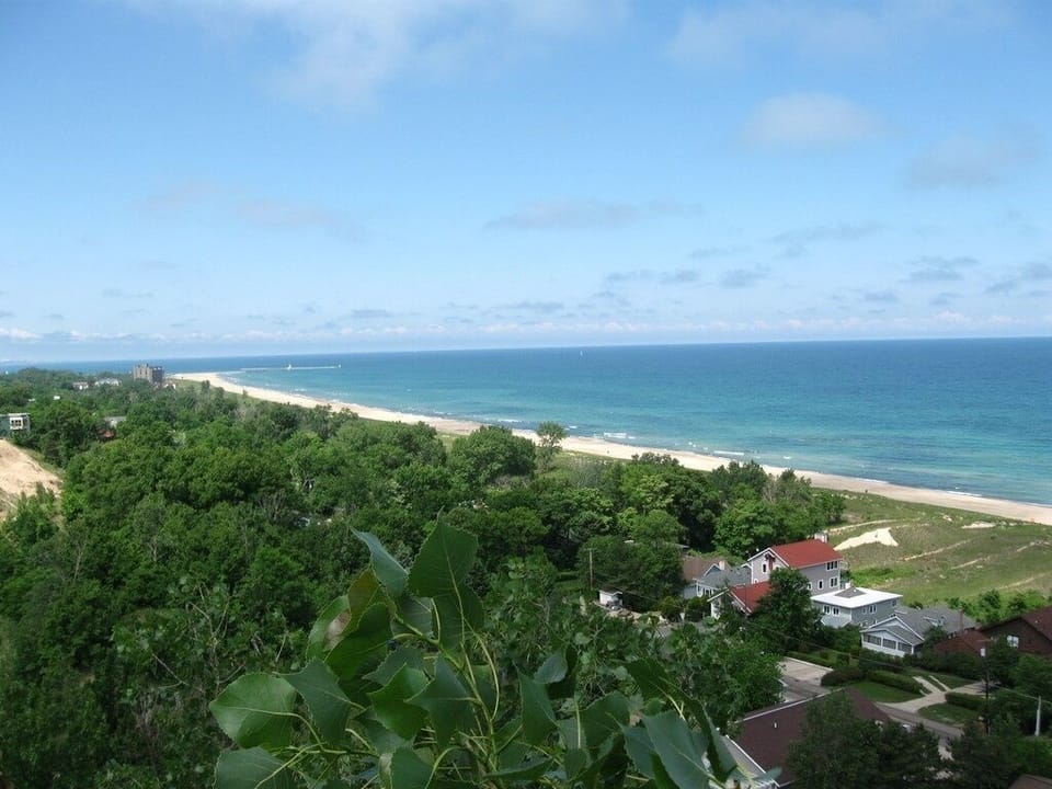 View of Lake Michigan's best beach from nearby dune