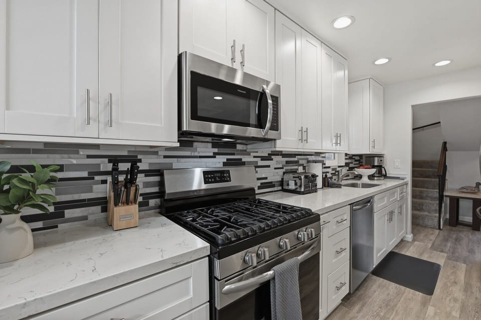 Kitchen with stainless appliances
