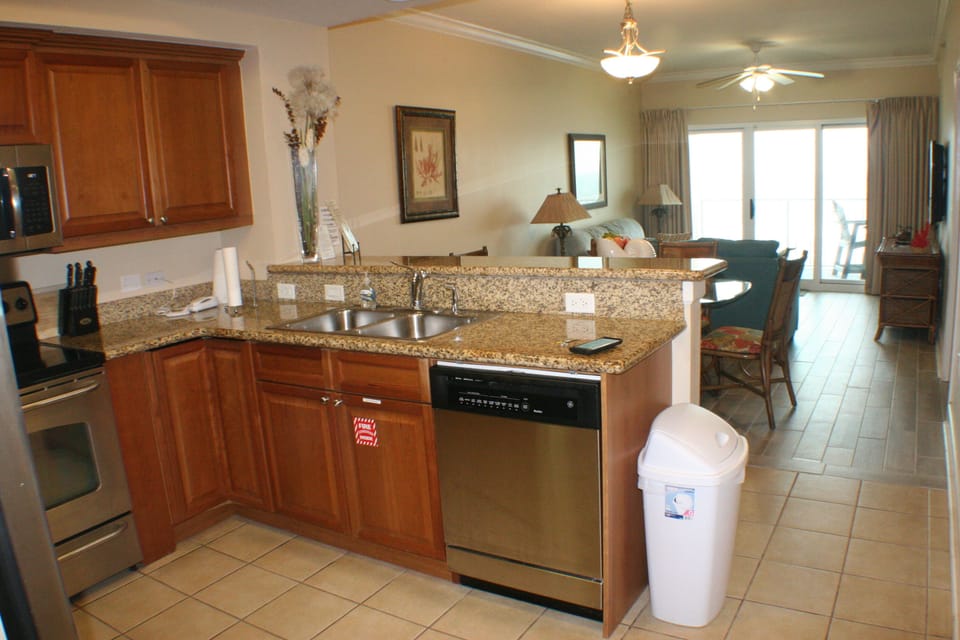 Kitchen view to outdoors