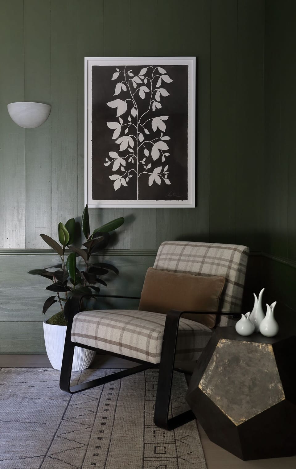 Additional seating and original art in First level living room