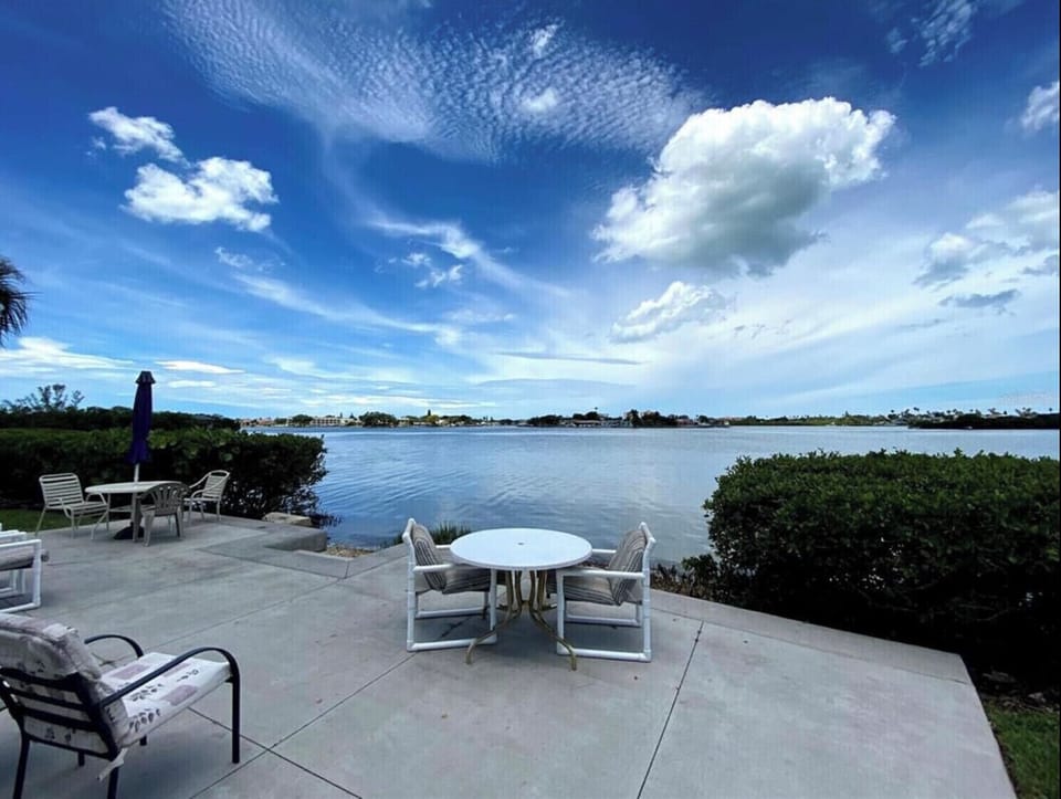Beautiful inter coastal patio and view on the condo property. 