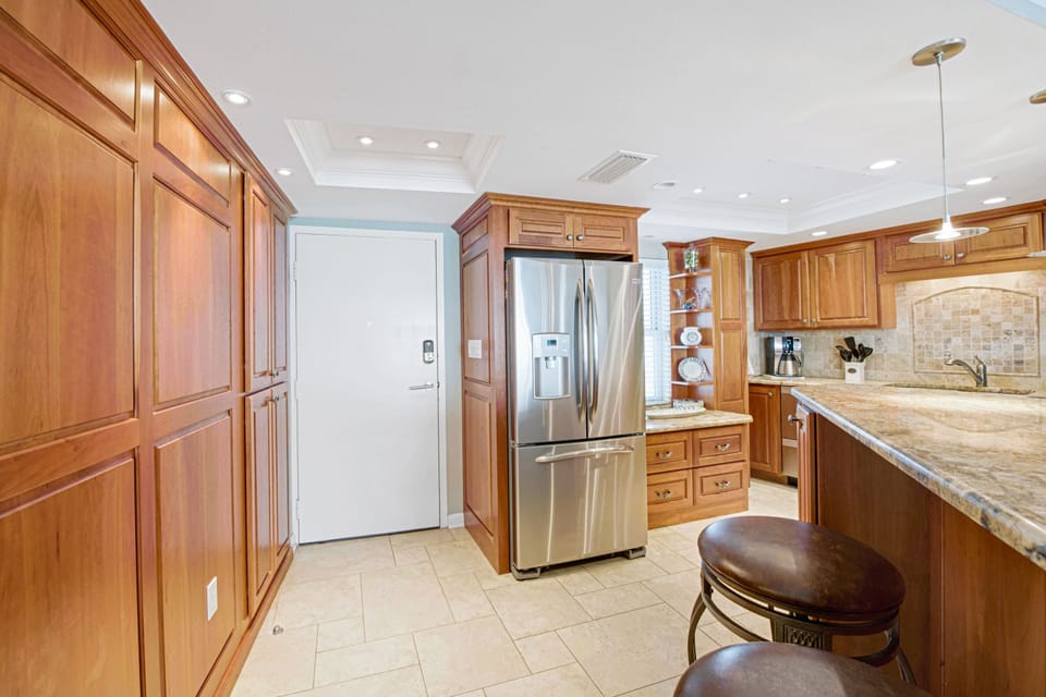 Stainless steel appliances and plenty of storage