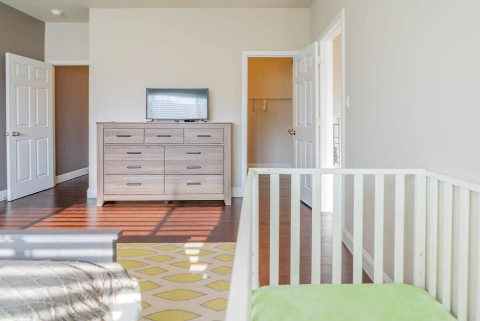 Store your belongings in the dresser and walk-in closet.