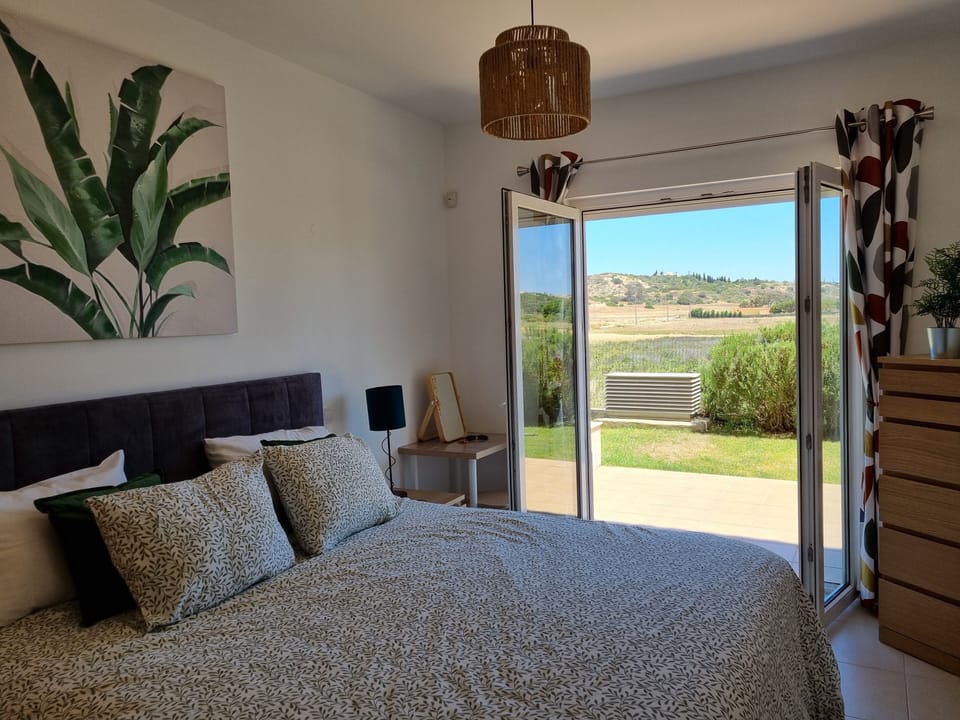 Master bedroom with views over open countryside