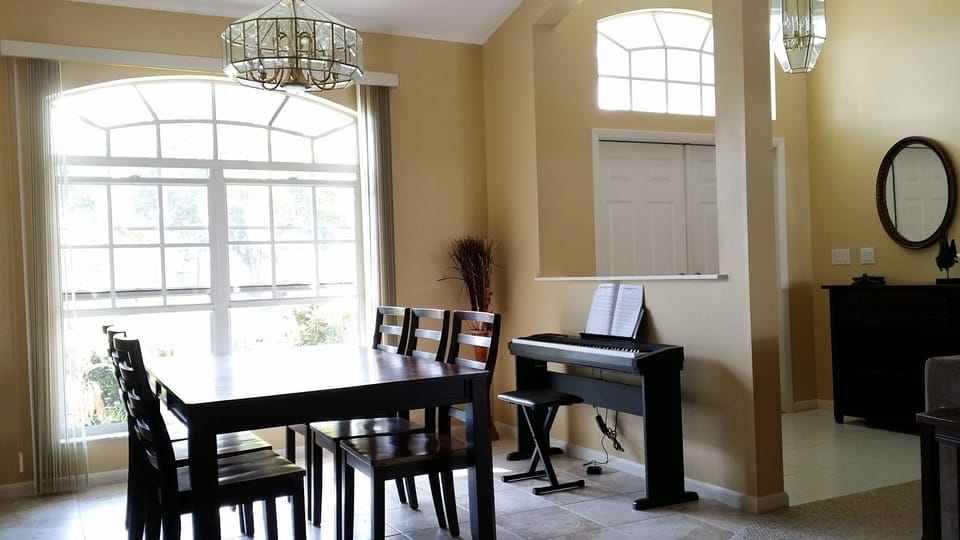 the entry and dining area