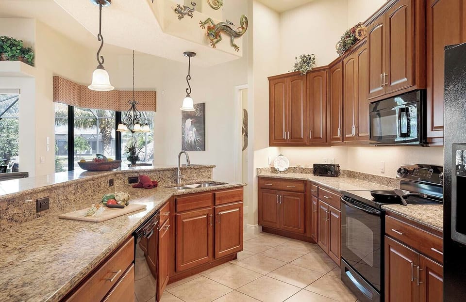 Kitchen with View of the Living Room