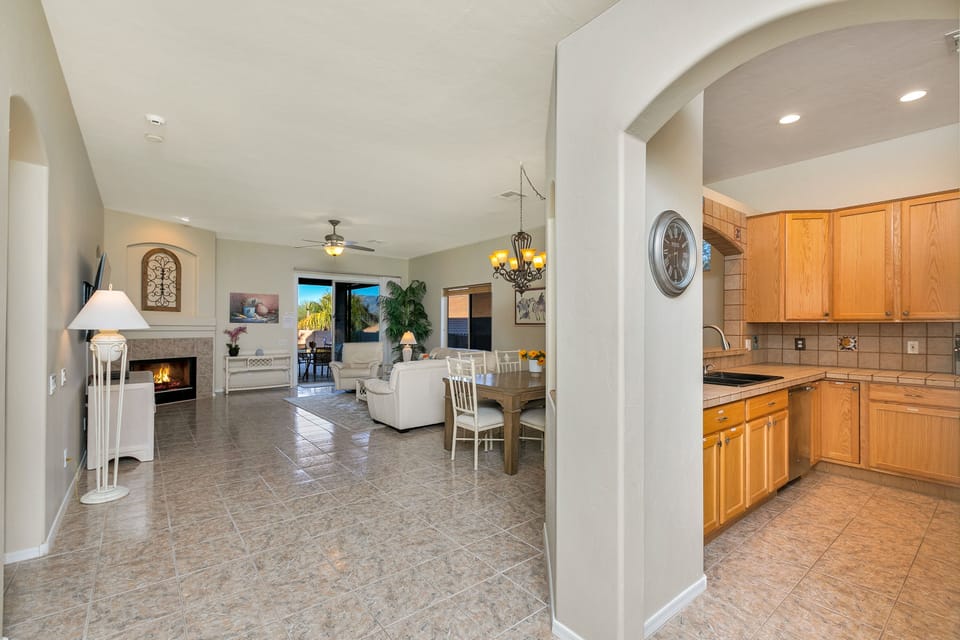 Foyer into living and dining area.
