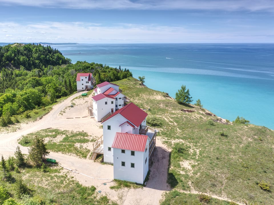 Drone view of Lake Bluff Preserve - Poplar is apartment on Middle house (Spruce)