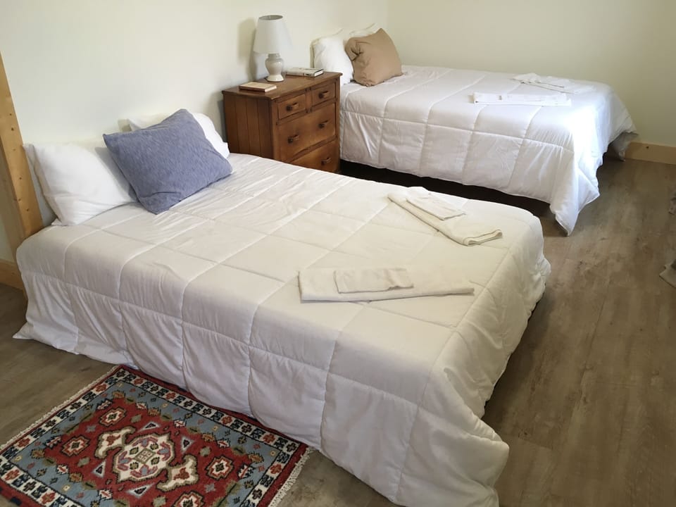 Bedroom #2 overlooking forest view (2 Queen beds)