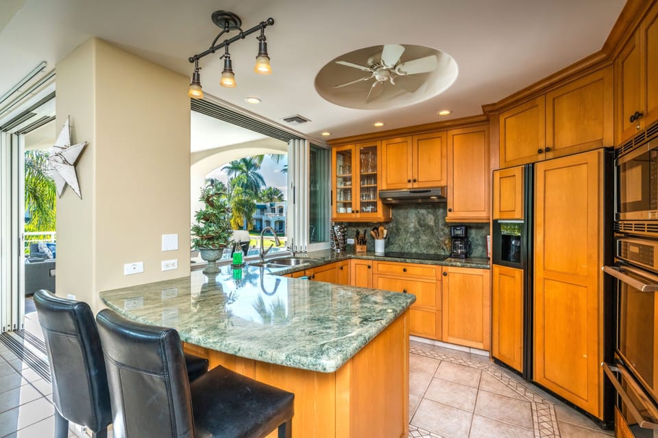 The kitchen includes service for up to twelve, with spares as well.