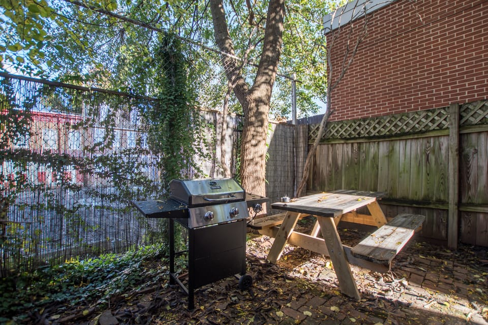 Backyard Picnic Table and BBQ Grill