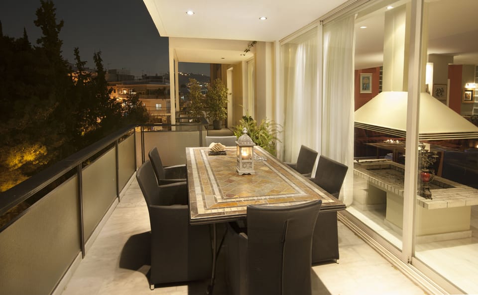 Private swimming pool at roof garden with panoramic city view