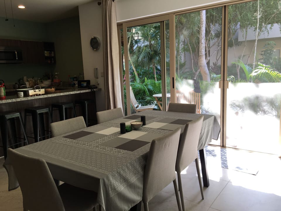 Custom made dining table and chairs for gathering with friends and family