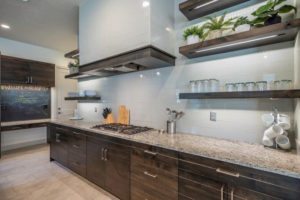 Chef's kitchen with large gas range