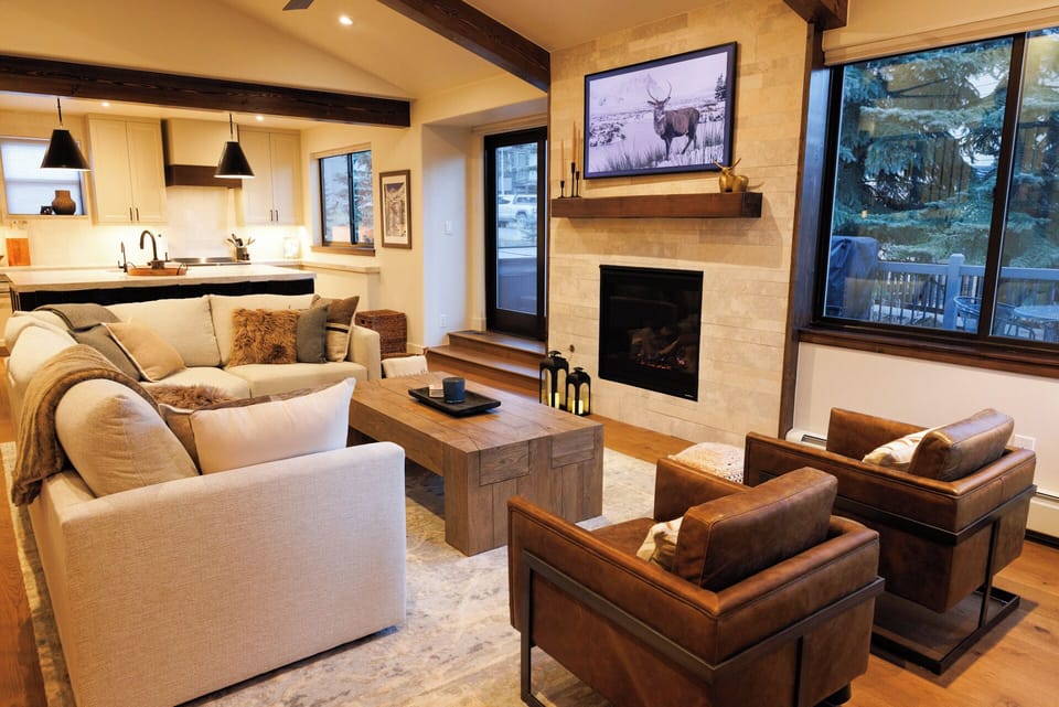 Living room with plenty of seating for 8. 
