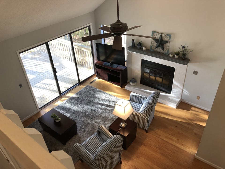 View from loft of living room