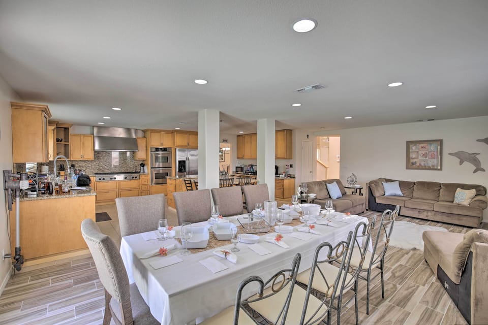 Share formal meals with your whole group at the large dining table.
