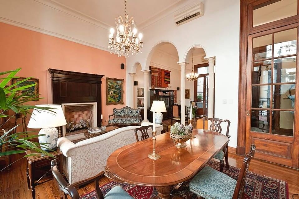 Formal living/dining area.  Note fireplace.  Table sits 8-10.