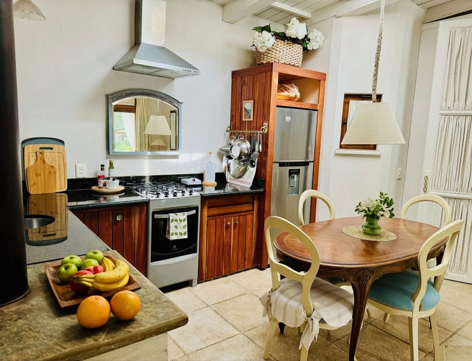 full kitchen with everything ( I think) you'll need. Inside dining
