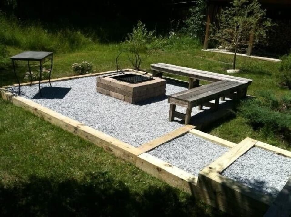 The patio is a place to gather and make S'mores on the fire pit grill.