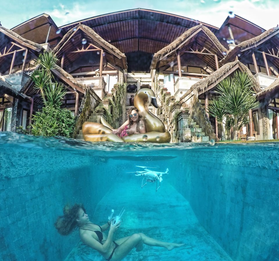 Our beautiful real swimming pool,  is length and you can dive in it 