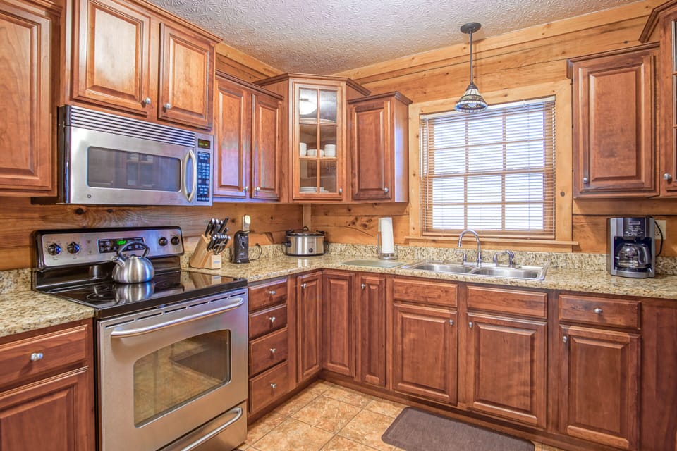 The kitchen is located on the main level.