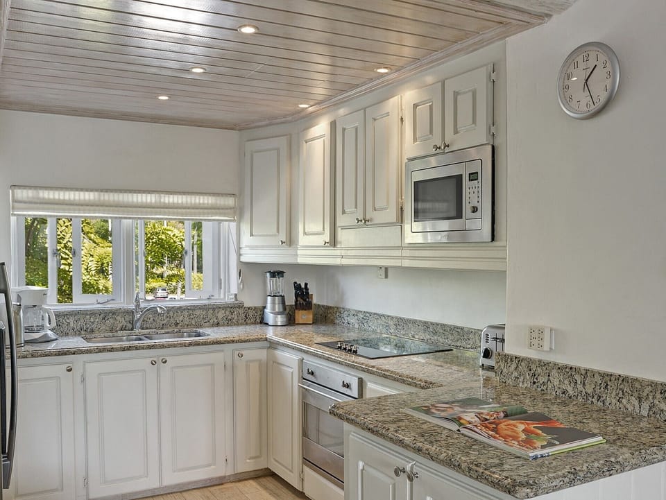 Modern kitchen with stainless built-in appliances
