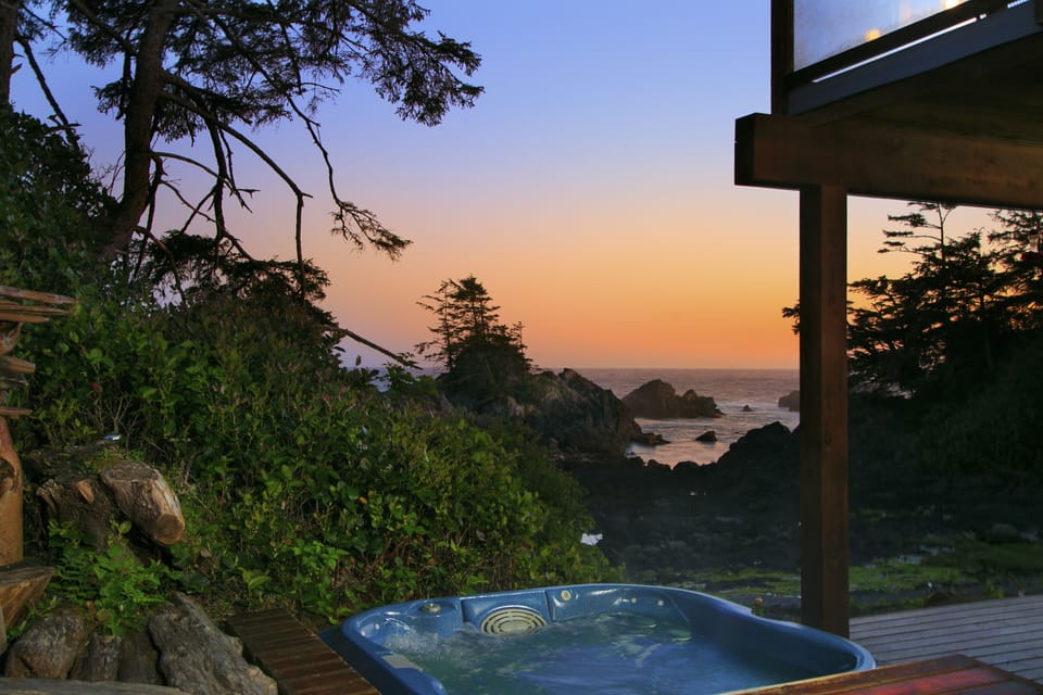 Hot tub at sunset