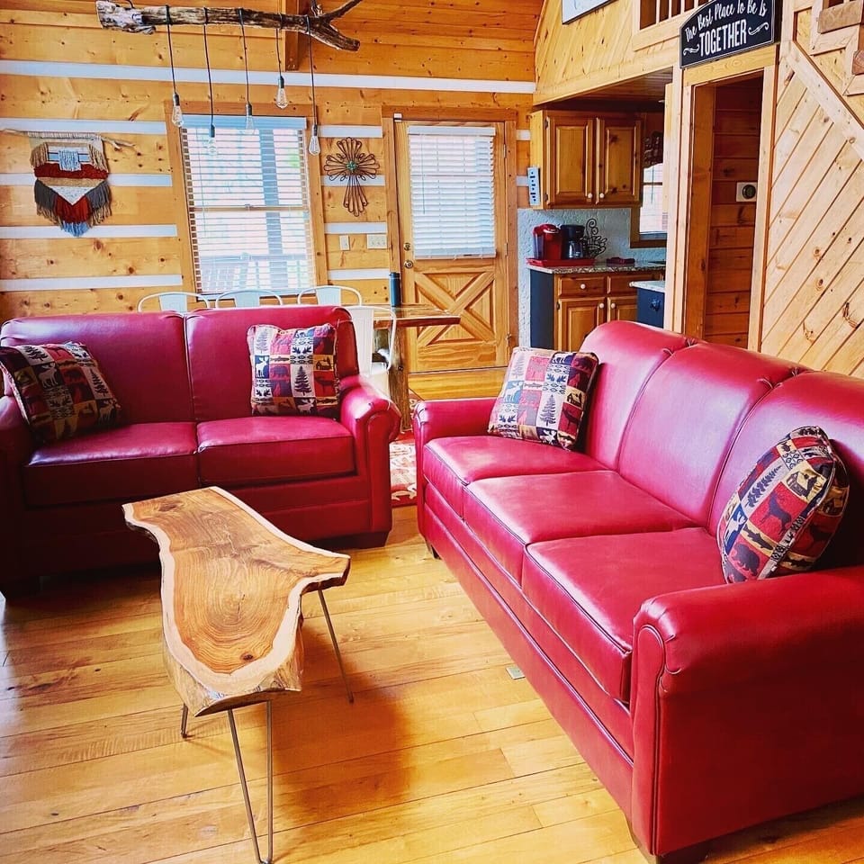 new red leather sofa
