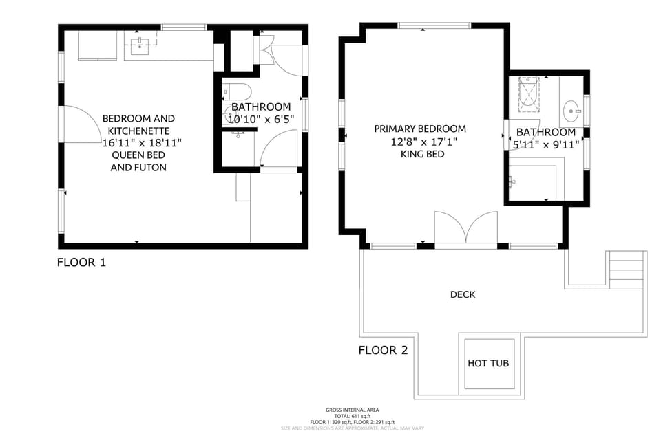 A floor plan of the guest unit.