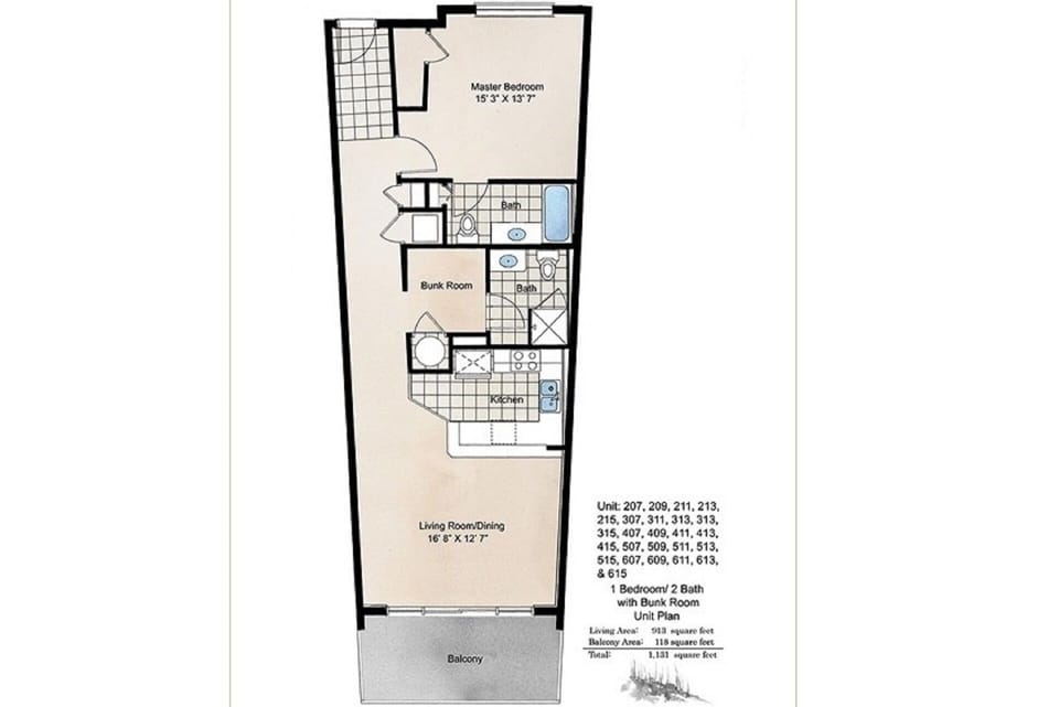 Destin West Gulfside #411: Floor Plan