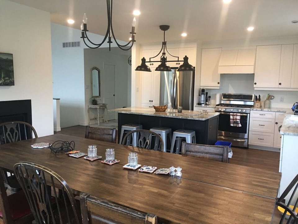 Dining table and two way has fireplace