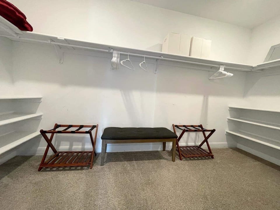You’ll have lots of room to store your luggage and clothes in the walk-in closet.