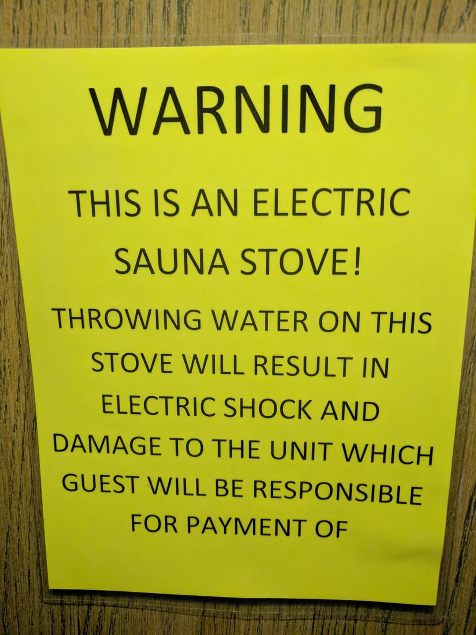Sauna warning