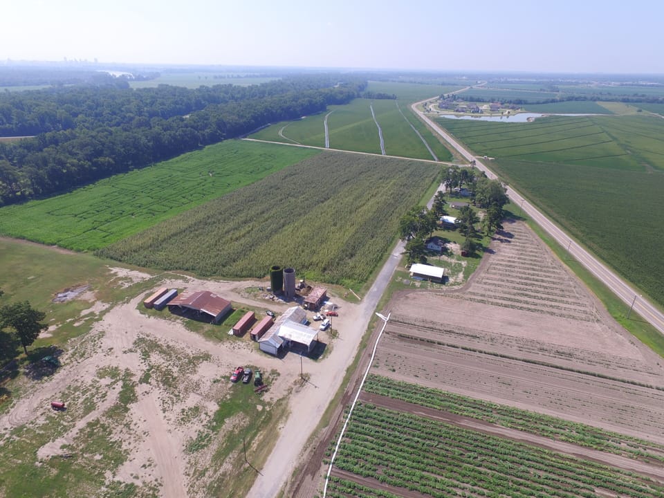 Drone picture of farm headquarters, 