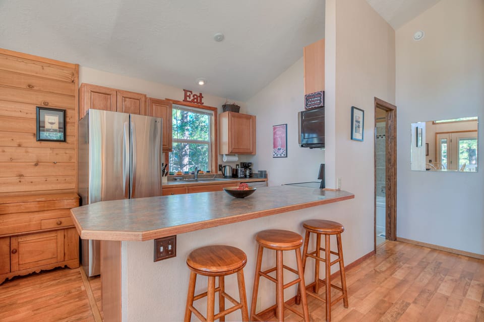 Kitchen with bar stools