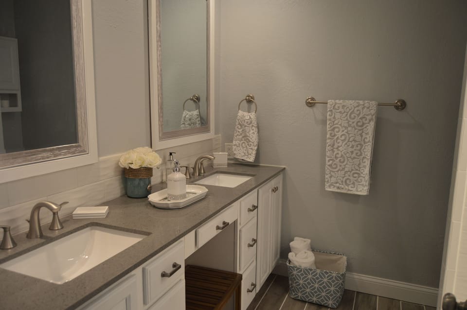 Master bath with large walk in shower