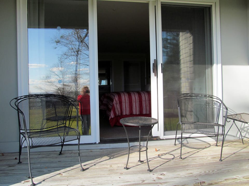 This is one of three decks with views of the James River where eagles fly.