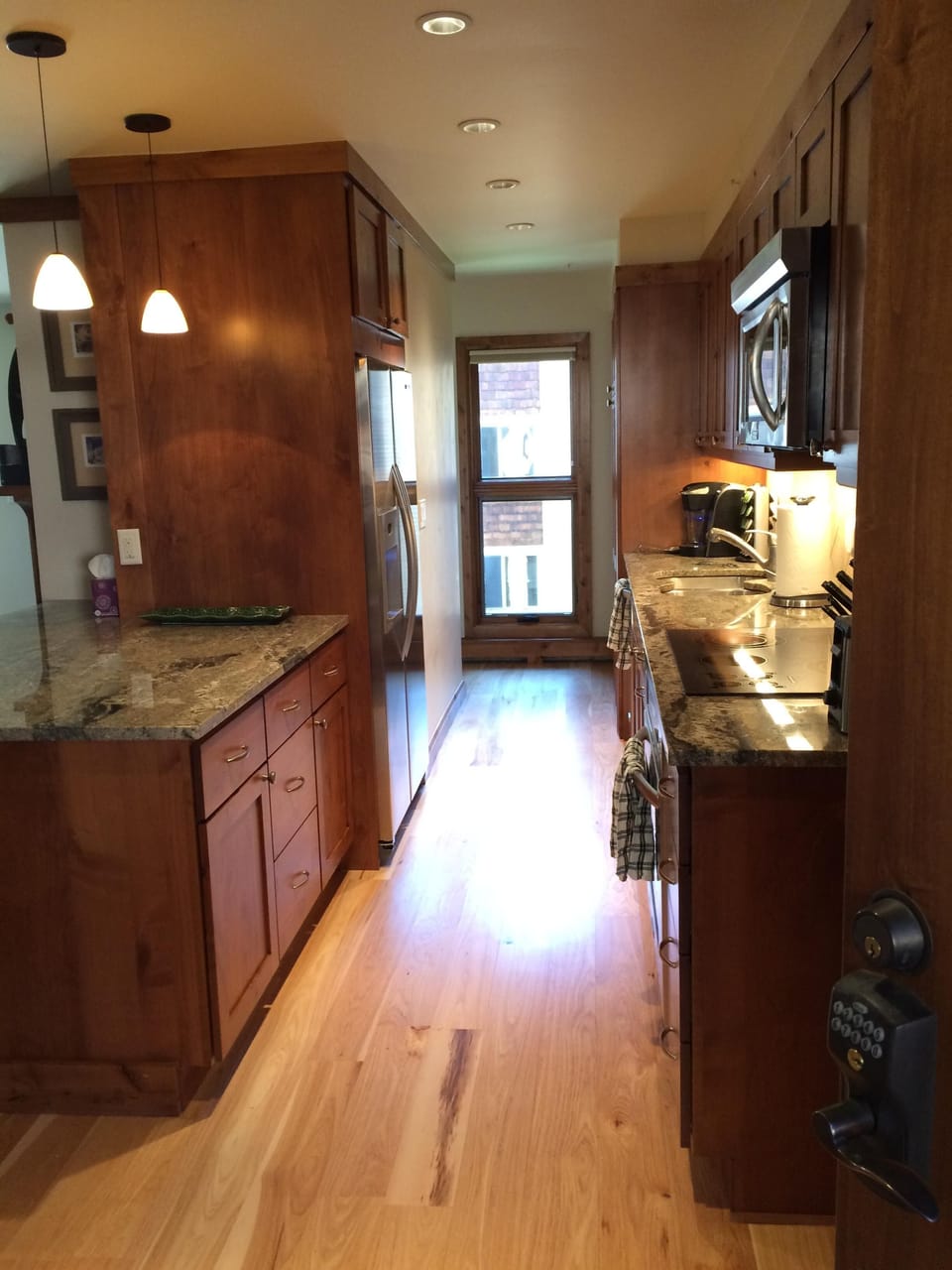 View from just inside front door through kitchen